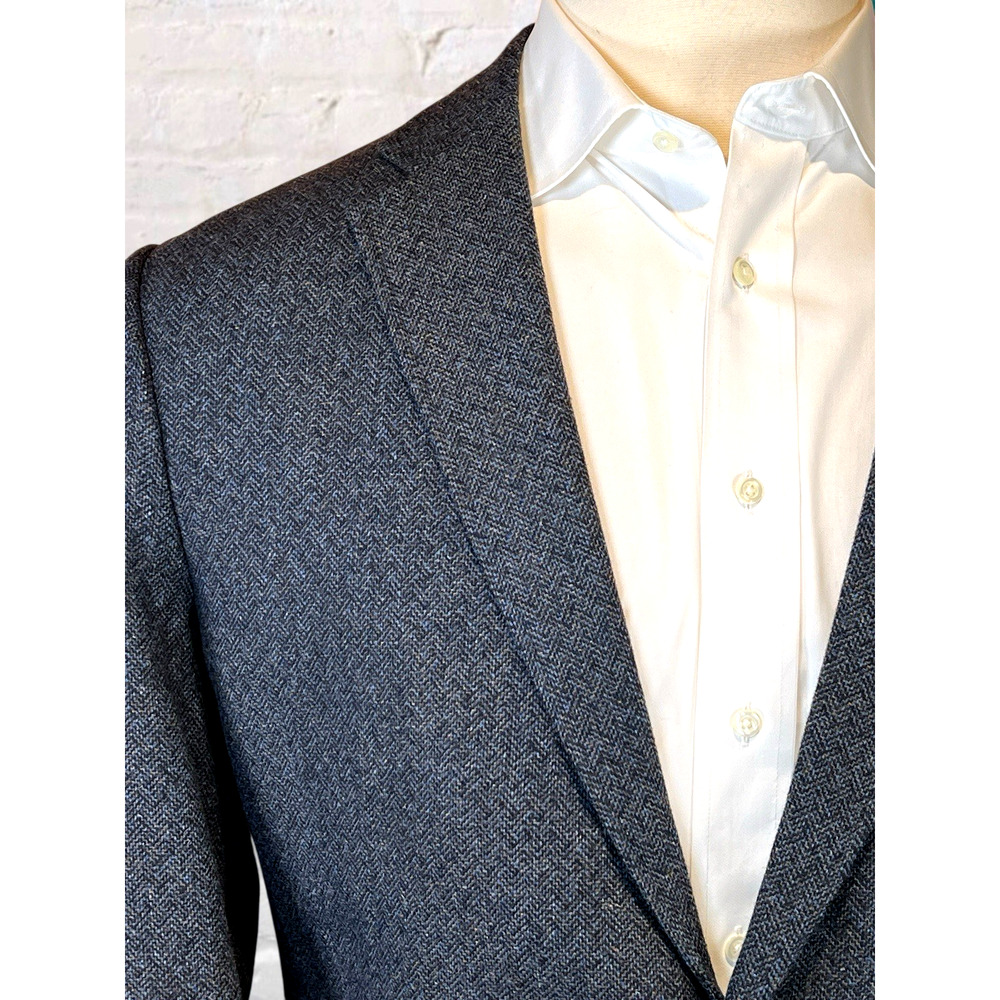 Joseph Abboud XL 44R Blue Gray Herringbone Tweed Texture Blazer Sport Jacket - Picture 5 of 15